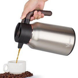 Vondior Thermos Flask, 1 Litre, Insulated Coffee Carafe Made of 304 Stainless Steel, Insulated Jug for 36 Hours Hot/Cold Liquids (Black)