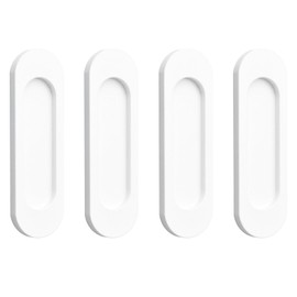 MOROBOR Self-Stick Oval Sliding Door Pulls, 4pcs Aluminum Alloy Hidden Recessed Pull Handle for Sliding Barn Door Closet Cabinet Drawer Wardrobe (White, 100mm)