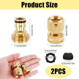 1 Set Garden Brass Hose Parts & Connectors, 3/4 inch Brass Female Threaded Tap Connector 6-Point Quick Hose Connect Male and Female Garden Pipe Fitting Nozzle Connect Kit for Kitchen Outdoor Pipe
