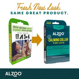 ALZOO Calming Collar for Cats, Helps Calm Pets During Thunder, Fireworks, Separation Anxiety & More, Effective Up to 4 Weeks, 100% Plant-Based Active Ingredients