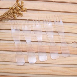 Set of 10 Disposable Plastic Small Dessert Forks for Baby Showers, Birthday, and much more! (Clear)