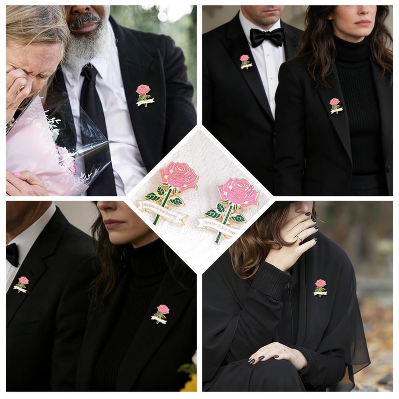 30 Pack Memorial Rose Funeral Pins for Guests, Funeral Favors