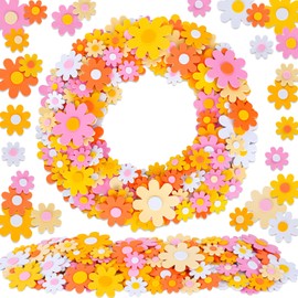 Whaline Boho Flower Foam Stickers 10 Designs Groovy Hippie Daisy Foam Decals Boho Floral Adhesive Classroom Reward Sticker Decor for School Craft Baby Shower Party Favor Supplies, 210Pcs
