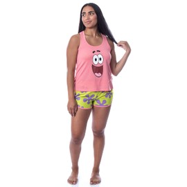 Nickelodeon SpongeBob SquarePants Womens' Patrick Tank Pajama Short Set (Large) Pink