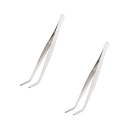 Aoje Link Curved Stainless Steel Tweezers 2pcs Silver