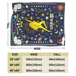 Cartoon Libra Blanket Constellations Throw Blankets Soft Horoscope Astrology Flannel Throw Blanket Zodiac Sign 50"X40"