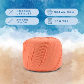 CIRCULO Hilo de playa, perfecto para ropa de playa, bikinis y encubrimientos, secado rápido y ligero, peso de digitación, 100% poliamida, 180.4 yardas, 50 g, color 3318 coral