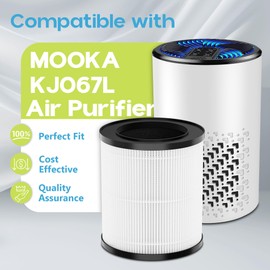 Elnuliros KJ067L Replacement Filter for MOOKA KJ067L Air Puri-fier, 3-in-1 High-performance Filter with H13 True HEPA, Activated Carbon and Pre-filter, 2 Pack