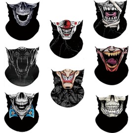 8PCS Scarves Bandanas Face Tube Black Headband, Motorcycle Multi Function Headwear Hat Scarf Neck Warmer Balaclava