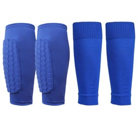 TYXHXTF 2 Pair Football Shin Pads, Football Sock Sleeve, Soccer Shin Guards with Honeycomb Pad, for Football Games Beginner, Running, Cycling, Fitness, Teenagers and Aldult (Blue)