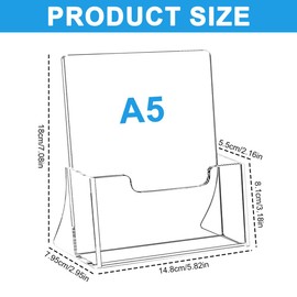 Bcuuozeeing DIN A5 Brochure Stand, Flyer Stand, Acrylic Transparent Flyer Stand, Flyer Stand Brochure Holder for Counter, Office, Restaurant, Reception