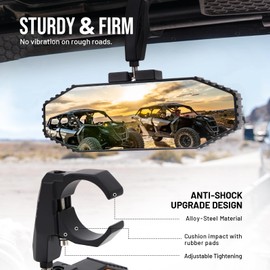 RKV86 UTV Center Mirror Aluminum Rear View Mirror for 1.6"-2.0" Roll Cage 360°Adjustable Compatible with Polaris Ranger RZR, Pioneer, Talon, Teryx, Mule, Can Am X3, CFMOTO and Most UTV (Red)