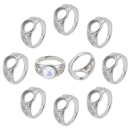CHGCRAFT 10pcs Platinum Pad Ring Settings Adjustable Brass Ring Shanks Metal Eauropean Ring Settings for Rings Jewelry Making DIY Crafts,Tray: 10mm, 18mm Inner Diameter