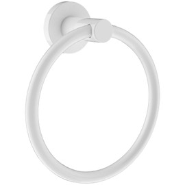 SetSail Towel Holder for Bathroom Wall Screw-in White Towel Ring Stainless Steel Hand Towel Holder Heavy Duty Towel Hanger for Bathrooms