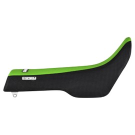 Enjoy Mfg Seat Cover - Compatible with Kawasaki 1989-1994 KDX 200 - Logo - #181 (Black Side/Green top Standard)