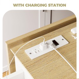 IRONCK Kitchen Island Table with Storage, Rolling Kitchen Cart with Power Outlet, Storage Cabinets on Wheels with Drop Leaf, Portable for Dining Room, White