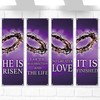 Hosuly 4 Pcs Easter Church Banners with Scripture Purple Easter