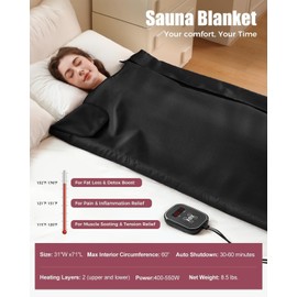 EHINI Infrared Sauna Blanket-Sauna Blanket for Home Use, Portable Design for Relaxation and Detoxification Highest 176℉, 20-60 Minutes Timer, 6 ft x 2.65 ft (Silver)