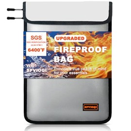 6400°F Fireproof Document Bag, Upgraded Fireproof Money Bag for Cash w. Zipper/Reflective Strip, Double Pouch,18Layers of Heat Insulated Materials, Water Resistant Fire proof envelope for Documents