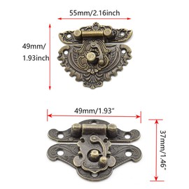 134 Pieces Jewelry Box Hardware Kits 4 Retro Engraved Hasp Catch & 8 Metal Hinges & 12 Corner Protector & 110 Matching Screws for Vintage Storage Box Cabinet Small Wooden Box Antique Bronze