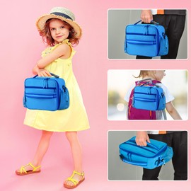 Kids Lunch Box For Girls,Lunch Box For Boys,Insulated Lunch Box For Kids,Kids Lunch Bag With Double Bottle Holder,Freezable Lunch Bag For School Travel Work,Reusable Lunch Bag For Kids Boys Girls Teen