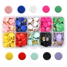 Drawing Pins, Pack of 300 Metal Decorative Drawing Pins, Round Creative Push Pins, Fashion Padding Drawing Pins, Multicoloured Furniture Nail Office Products in 10 Colours, Head Diameter: 10 mm