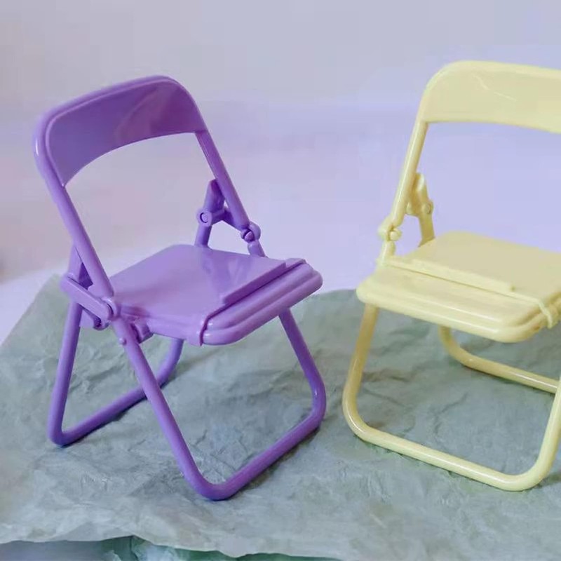 4Pcs Foldable Mini Chairs - Cute Tiny Folding Phone Holders,