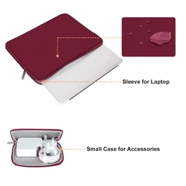 MOSISO Funda Protectora Compatible con MacBook Air/Pro,13-13.3 Pulgadas Portátil,Compatible con MacBook Pro 14 Pulgadas M3 M2 M1 Chip Pro MAX 2024-2021,Neopreno Bolsa con Pequeño Caso, Rojo