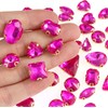 50 diamantes de imitación para coser (rosa rojo-dorado)