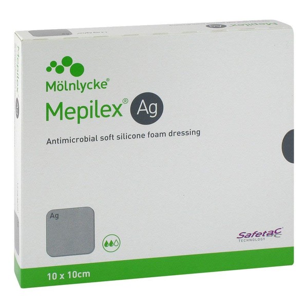 MEPILEX Ag Foam Dressing 10 x 10 cm Sterile Pack of 5