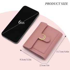 AfitLulu Ladies Purse Faux Leather Short Women Wallets with Metal Snap Closure, Multi Card Slot Womens Purse Portable Small Ladies Wallet Credit Card Holder with 4 Card Slots and ID Window (Black)