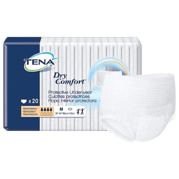 Tena Dry Comfort Adult Underwear Pull On Medium Disposable Moderate Absorbency, 72422 - Pack of 20