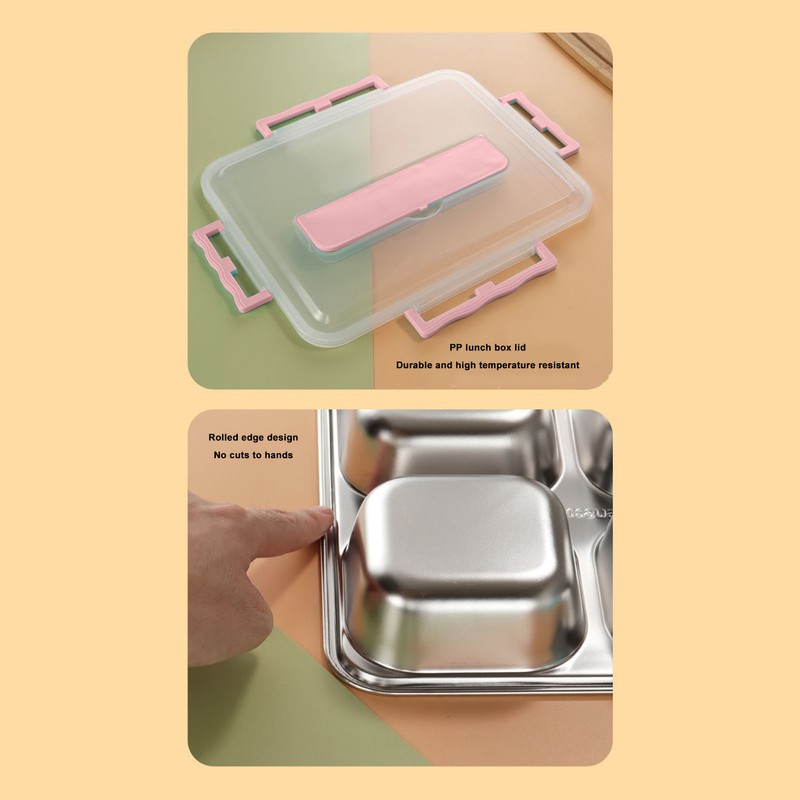 Lunch Box with Lid 5 Compartments Heat Preservation Stainless Steel