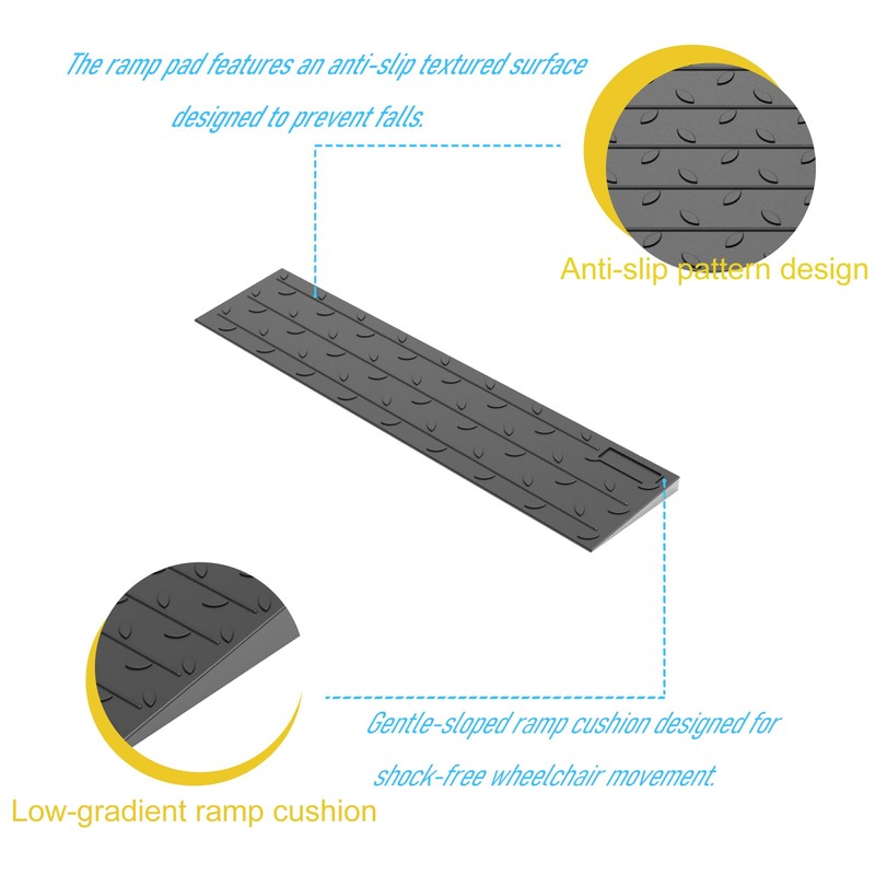 Heavy Duty Rubber Threshold Ramp, 1" Rise Wheelchair & Scooter