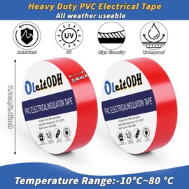 Oleitodh 100 Rolls Red Electrical Tape Bulk 3/4 Inch x 66ft, Waterproof Vinyl Electric Tape High Temp Insulation Tape for Electrical Protection Home Outdoor Electric Insulating Wire Wrapping