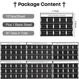 Huipalon 90PCS Bible Tabs, Classic Black Bible Tabs, Christian Stickers Bible Tabs for Study Bible, Index Preset(66P) and Blank(24P) Bible Tabs, Journaling Supplies Bible Study Accessories