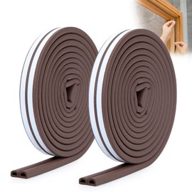 YOUSHARES 39.4 Feet Weather Stripping Seal Strip for Doors/Windows, Self-Adhesive Backing Seals Large Gap， Easy Cut to Size (39.4 Ft/12m, Brown)