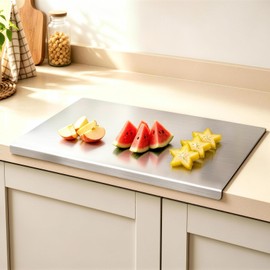 304 Stainless Steel Cutting Board for Kitchen，Dishwasher Safe Metal Chopping Board for Dough Kneading, Baking, Pastry, Noodle, Meat, Fruits and Vegetables (15.7''L x 11.8''W)