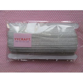 YYCRAFT 5/8" 15 Yards Glitter Fold Over Elastic Stretch Foldover FOE Elastics for Hair Ties Headbands (Silver)