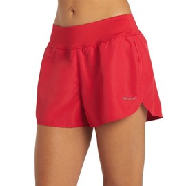 Women's Hybrid 2.5" Board Short - Modest High Back Coverage Women Swim Shorts - Internal Built-in Brief, Wide and Comfortable Fit - Red - X-Small