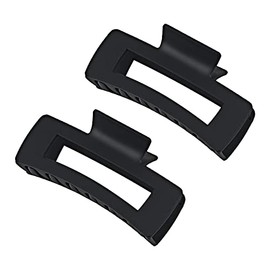 Pinzas de pelo negras grandes para mujeres y niñas, pinzas de pelo rectangulares mate para cabello grueso, pinzas de mandíbula antideslizantes para ca