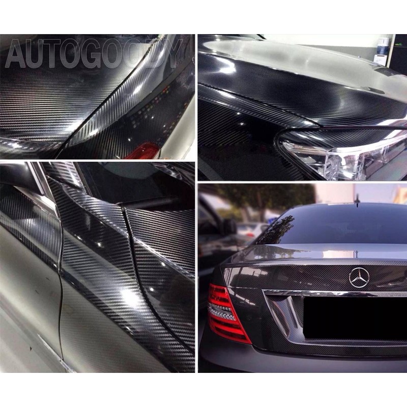 AUTOGOODY 48"x60" HIGH GLOSS 5D Black Carbon Fiber Vinyl Wrap