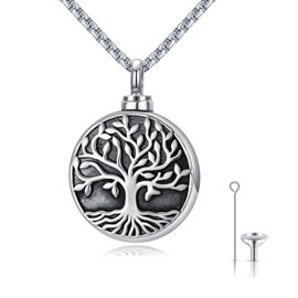 TRISHULA Urn Necklace for Ashes Sterling Silver Tree of Life Urn Ash Necklace Cremation Keepsake Memorial Jewelry Gifts for Women Men Cats Dogs Pets