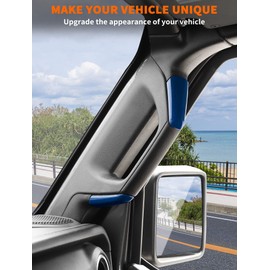 Savadicar Blue Interior Accessories - A & B Pillar Grab Bar Handles Trim Set for 2018-2023 Jeep Wrangler JL JLU 4XE & Gladiator JT - Solid Color Interior Decor Upgrade Option, 8-Piece