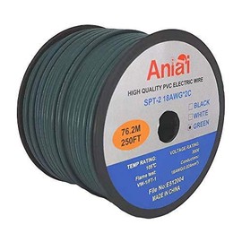 Aniai Spool 18/2 SPT-2 Bulk Lamp Cord, 300-Volt 18-Gauge. (250ft-SPT2-18AWG, Green)