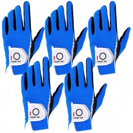 Men's Golf Gloves, Right Hand, Left Hand, All Weather Protection, Anti-Slip, Soft, Golf Fiber, Fit, Velcro, Sweat Prevention, Multifunction, Set of 5, Black, Gray (Blue, 24, Left)