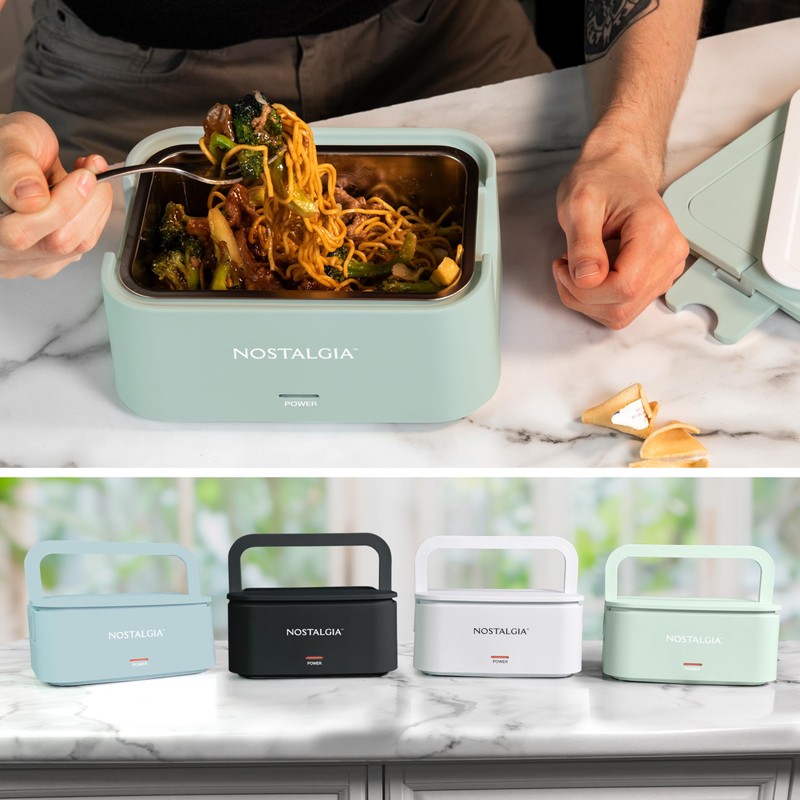 Nostalgia 32-Ounce Heated Electric Lunch Box – Travel Size 4