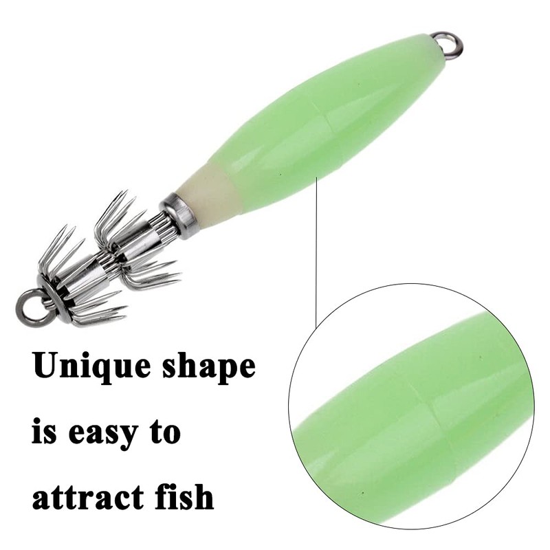 5 Pcs Luminous Squid Jig Hooks Glow Squid Jigs Squid