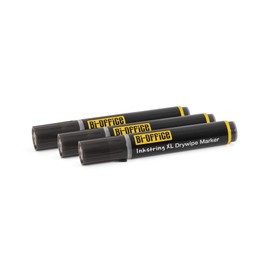 Bi-Office Inkstring XL Whiteboard Marker with Gel Ink and 3mm Round Tip - Pack of 3 - Black