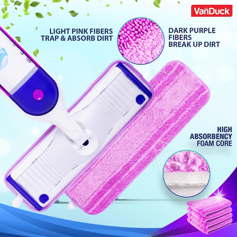 VanDuck Reusable Mop Pads Compatible with Swiffer PowerMop (4 Pack)